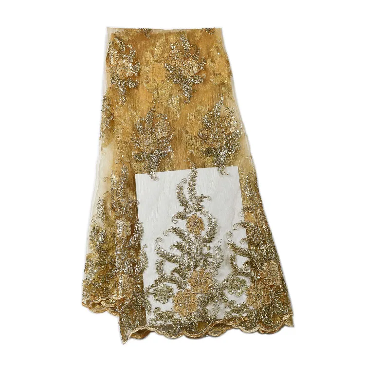 

5 yards/Lot Free Shipping!!! african high quality Fashion Gold tulle lace fabric for Beautiful Evening lace fabric Market in UK