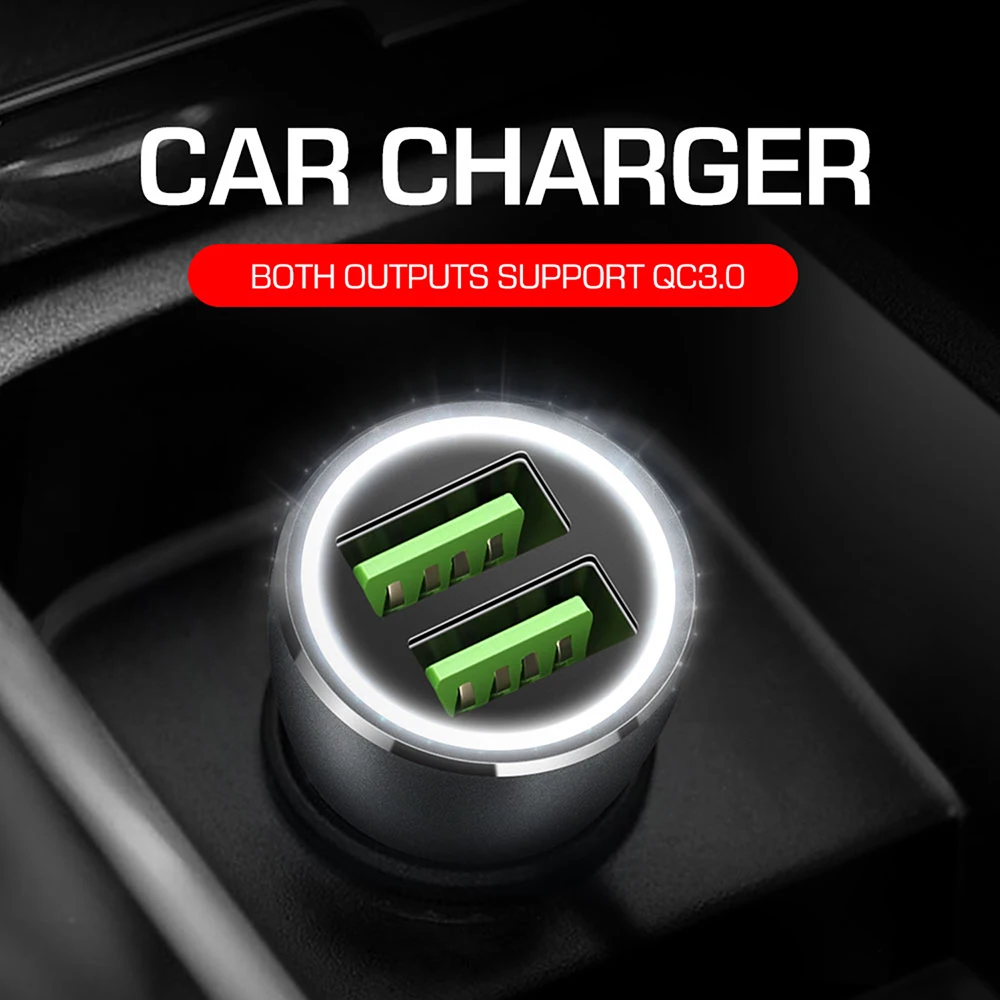 DUX DUCIS 36 W المزدوج USB تهمة سريع 3.0 سيارة شاحن سامسونج S9 S8 Xiaomi فون المحمول الهاتف QC3.0 سريع السيارات شاحن في سيارة