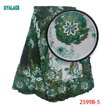 

Luxury Lace Fabric 2019 African Handmade Beads Lace Fabric For Bridal Dress High Quality Embroidery 3d Lace Fabric 5yards 2599b