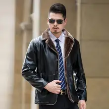 Зимняя утепленная теплая кожаная куртка мужская одежда jaqueta de couro masculino мужские однобортные пальто верхняя одежда черный коричневый