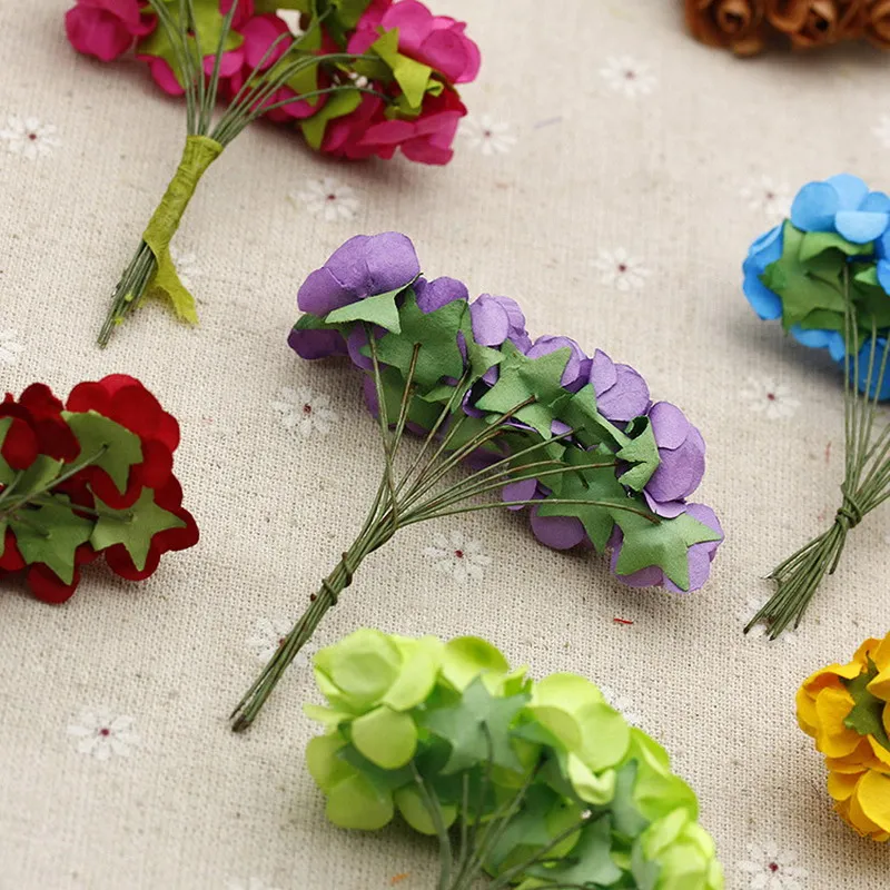 1 Bouquet 144pcs/lot Handmade Mulberry Paper Flower Bouquet artificial Mini rose flowers Home