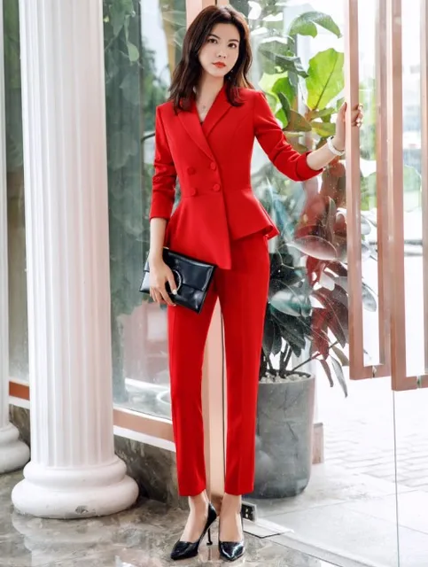 Naviu 2019 new fashion red suit temperament professional wear small ...