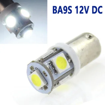 

2 Pcs Car Scooter White 12V BA9s 5SMD LED Side Lights Bulb Holder Diameter 9mm