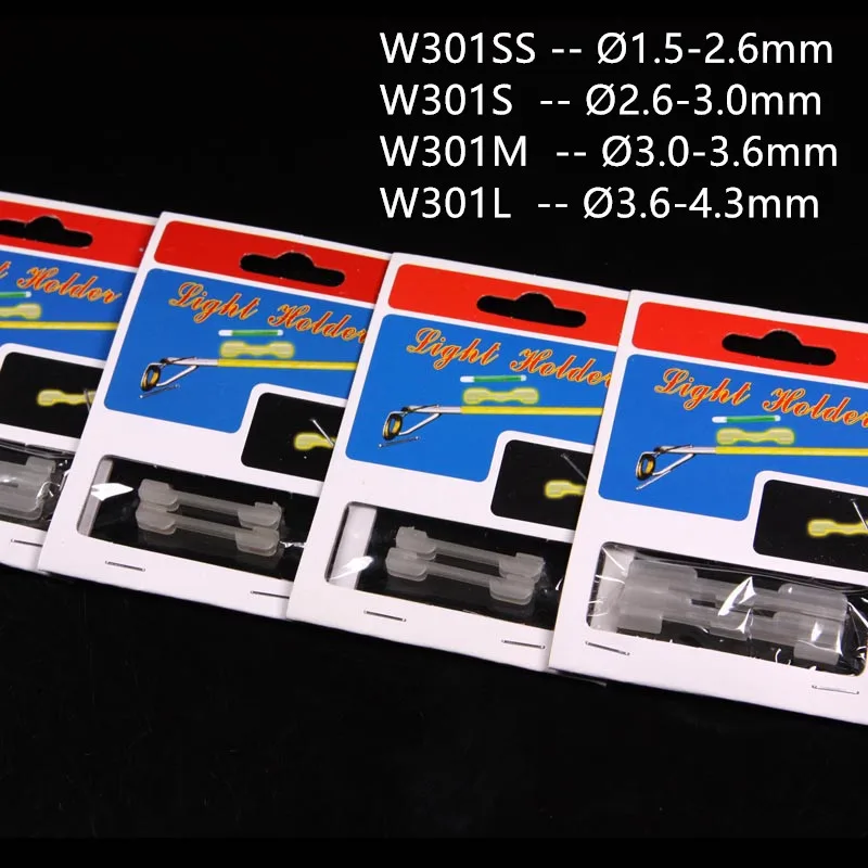 Рыболовный светильник, палка, держатель, легкие зажимы, led, для удочки, наконечник, химический светильник, ночные аксессуары для рыболовных приманок, леска - Цвет: W301 SS 2PCS