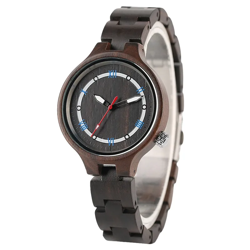 Casual Black Brown Zebra Stripes Sandalwood Natural Handmade Full Wooden Women Quartz Watches Sisters Sports Watch Gifts (8)