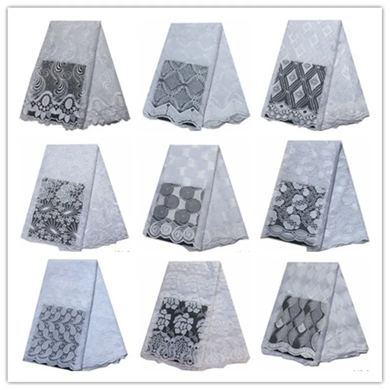 

wholesale White Lace african lace fabric 2019 high quality white lace fabric latest french nigerian lace fabric 5 yards/piece