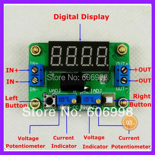 

DC-DC Integrat Voltage And Current Meter Adjustable Constant Voltage Constant Current Power Supply IN 4.5-24V OUT 1-20V/2A