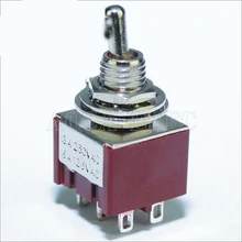 100PCS MTS-203-C1 on off on Toggle Switch 6MM 3A 250VAC 6A 125VAC 6Pin DPDT Guitar Parts Red Color Toggle Switch professional electrical switches 3 way guitar selector pickup toggle switch parts for guitar pickups les paul new aa