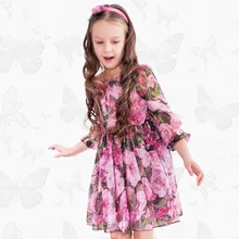 W. L. Monsoon/Брендовая детская одежда Новое шифоновое платье для девочек платье с цветочным рисунком детское платье принцессы с длинными рукавами