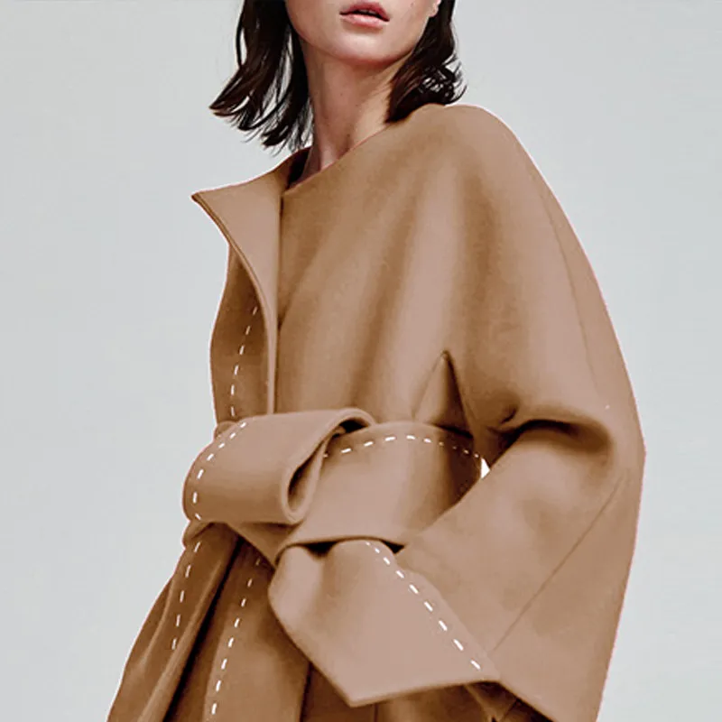 Высокое качество пальто модное пальто модное женское пальто длинное женское пальто с круглым вырезом с длинным рукавом шерстяное пальто C1935