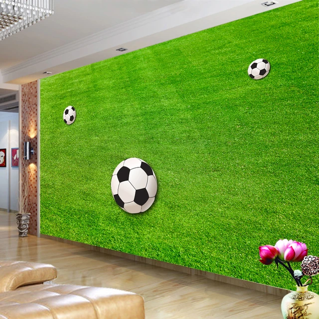 green grass soccer field. custom wallpaper murals green lawn soccer field for living room bedroom walls 3d mural wall green grass soccer field