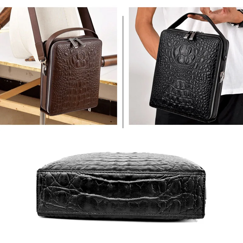 Мужская сумка через плечо из натуральной крокодиловой кожи|crocodile leather handbag|brand