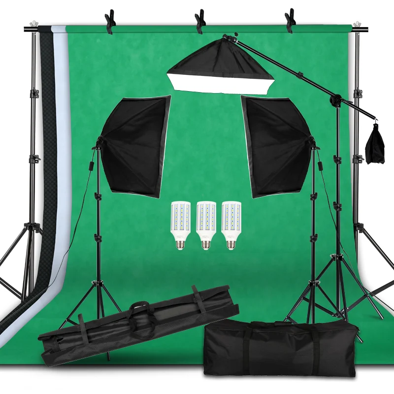 

2M x 2M Background Support System 3*Softbox Lighting Kit for Photo Studio Product,Portrait and Video Shoot Photography Lights