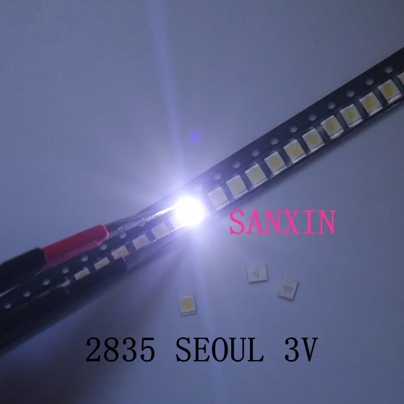 200 шт./лот Сеул 3528 2835 SMD светодиодные Бусины 1 Вт 3 в холодный белый лм для ТВ/ЖК
