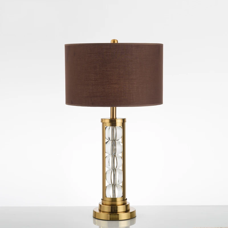 

Modern Simple Crystal Table Lamp Bedside Bedroom Living Room Hotel Table Lights Home Deco Fabric Desk Lamp Shade Desk Light