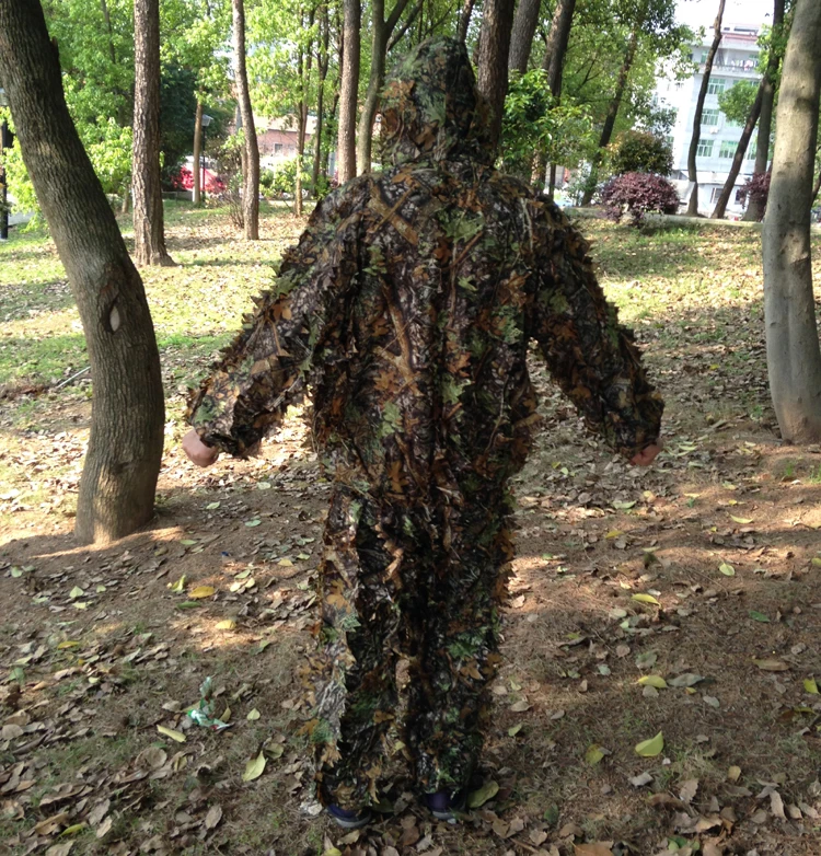 

2017 New 3D maple leaf Bionic Ghillie Suits Yowie sniper birdwatch airsoft Camouflage Clothing jacket and pants Hunting clothes
