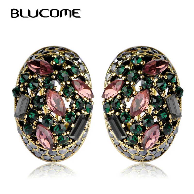 Женские винтажные серьги Blucome гвоздики с французским крючком украшенные