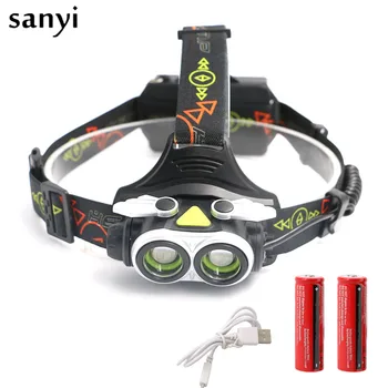 

Zoomable 2*XML LED 18650 Battery USB Rechargeable Headlamp 4 Modes LED Headlight Hunting Camping Hiking Head Torch Light