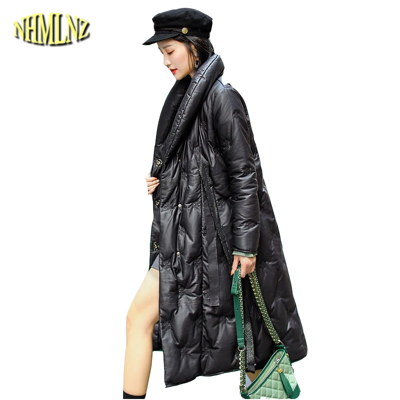 Winter High end Women's Leather Down jacket New Fashion Large size