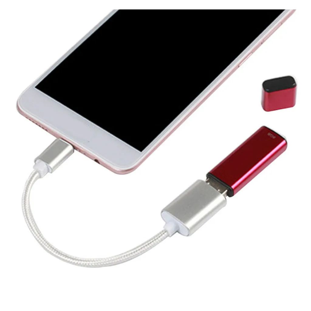 Nylon Braided Type-C Male to USB 2.0 Type-A Female Adapter OTG Host Cable Charger Data Sync Cord 15cm