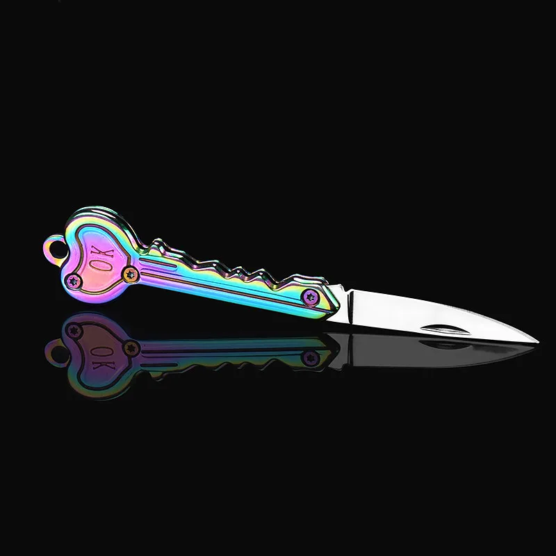 

POCKEOK Mini Key Knife Letter Camp Outdoor Keyring Ring Keychain Fold Open Opener Pocket Package Survive gadget Multi Tool
