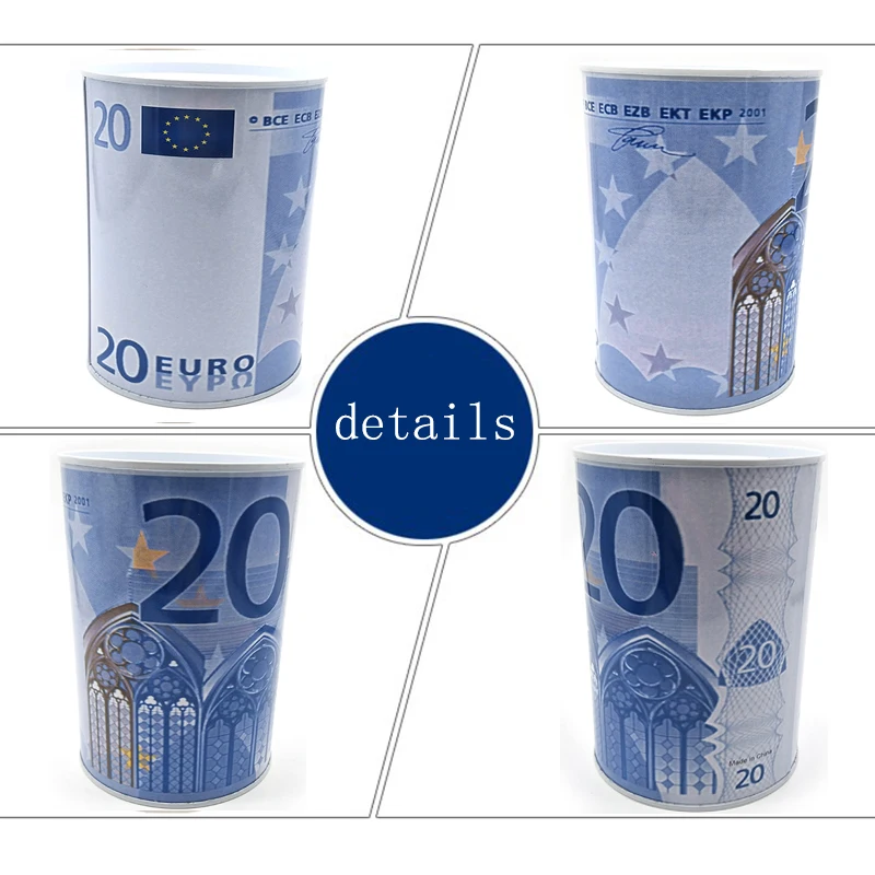 HHYUKIMI креативный евро доллар металлический цилиндр копилка экономия денег коробка украшение дома Оловянная Копилка подарки детям