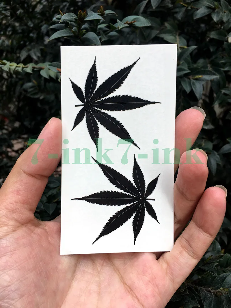 

Waterproof Temporary Tattoo Sticker black Clover Maple leaf tattoo flash tatoo fake Water Transfer tatto for Woman Man