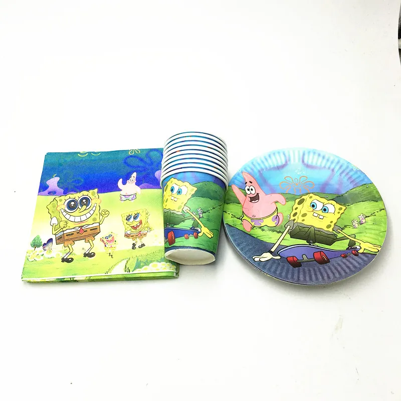 60pcs/lot spongebob plates cups kids birthday party supplies baby