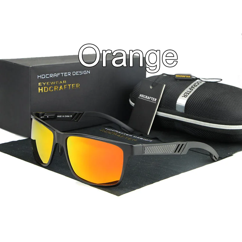HDCRAFTER алюминиево-магниевые поляризационные солнцезащитные очки, мужские Квадратные Солнцезащитные очки для вождения, мужские очки Oculos de sol masculino - Цвет линз: Orange