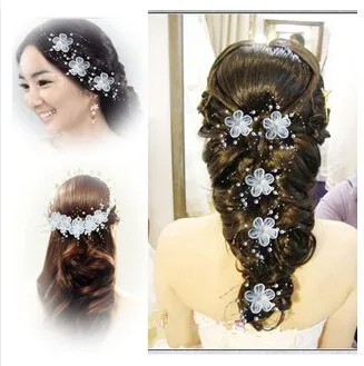 2015 New Hot Soft Pearl White Red Bride hair acces...