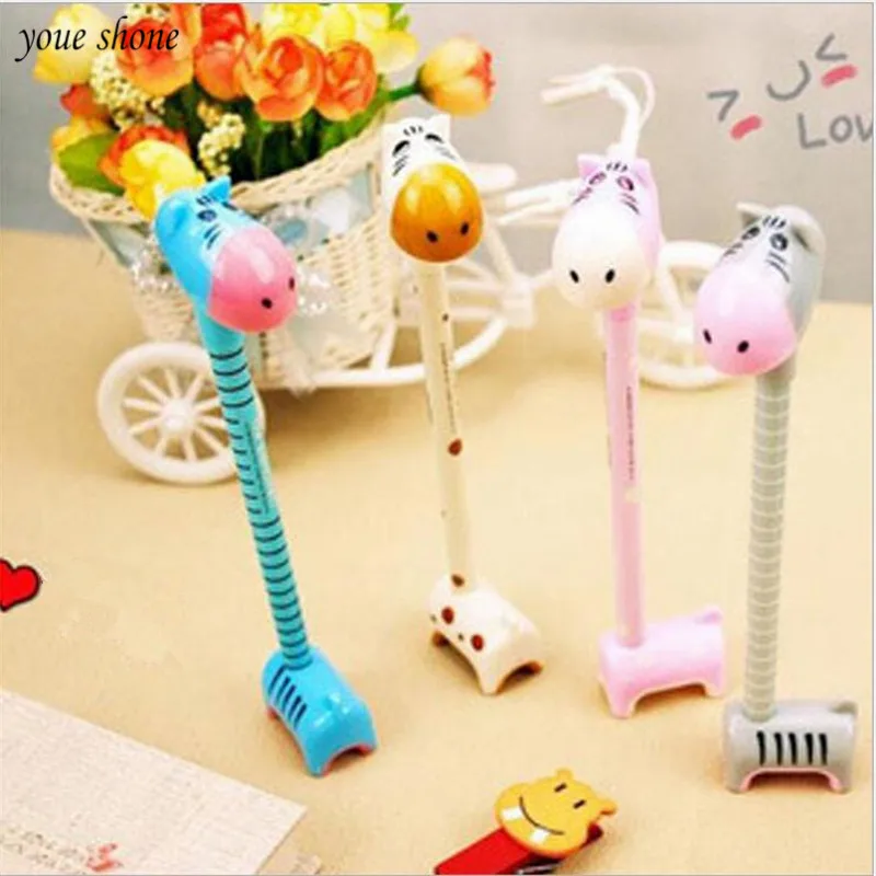 1Pcs/Lot Korean Stationery Cute Fun Donkey Hippo Pen Can Stand Ballpoint Pen 0.5MM