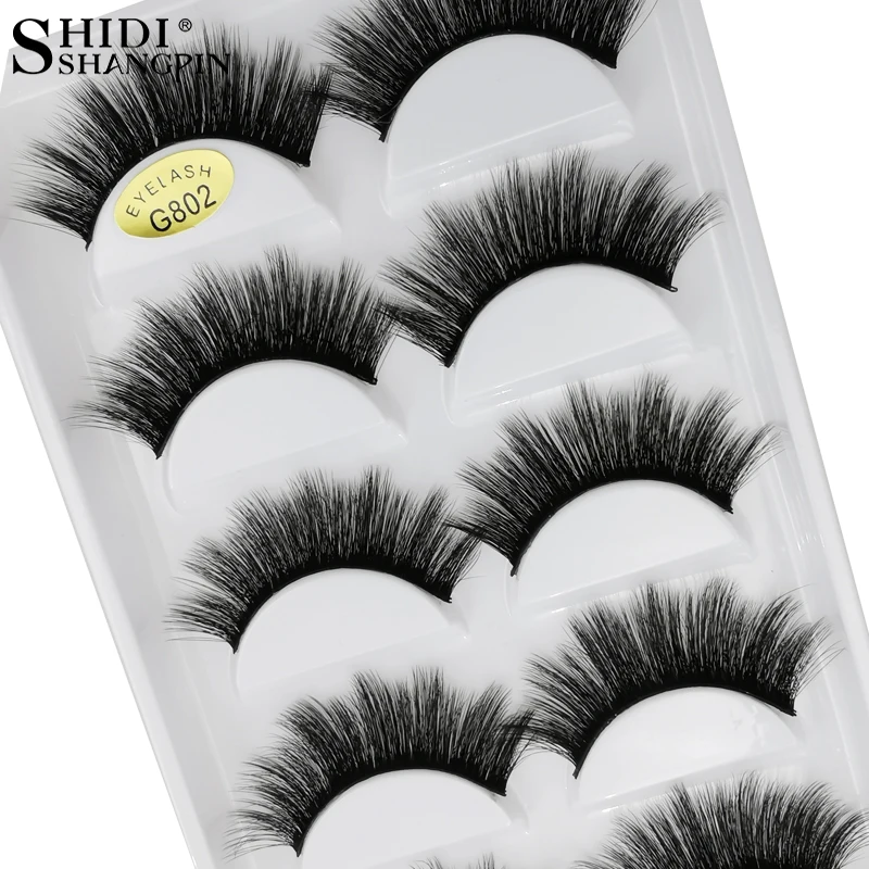 

SHIDISHANGPIN 5 Pairs False Eyelashes 3D Mink Lashes Natural Long Strip 3d Volume Fake Eyelashes Cilios Mink Eyelashes Maquiagem