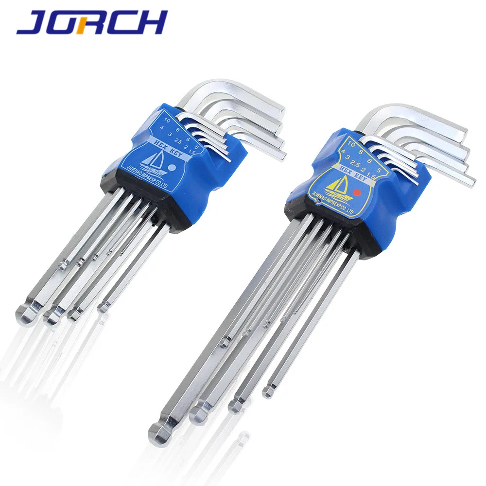 

Allen Wrench Hex Key 9PCS Set METRIC SAE Standard Short Long Arm CRV Steel For Bicycle Motorcycle Repair Tools