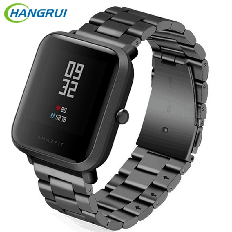 Hangrui 20mm Stainless Steel Wrist Band Metal Strap For Xiaomi Huami Amazfit Bip BIT PACE Lite Youth Smart Watch Accessories