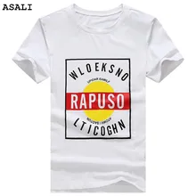 Asali 2017 Summer Fashion men’s letter print Cotton Short Sleeve T Shirt Men Slim Fit Top Tees Shirt B05
