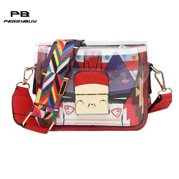 

Transparent Clear PVC Messenger Bag Ladies hand bag Jelly Clutch crossbody bags for women purses and handbags Mini flap Bolsas