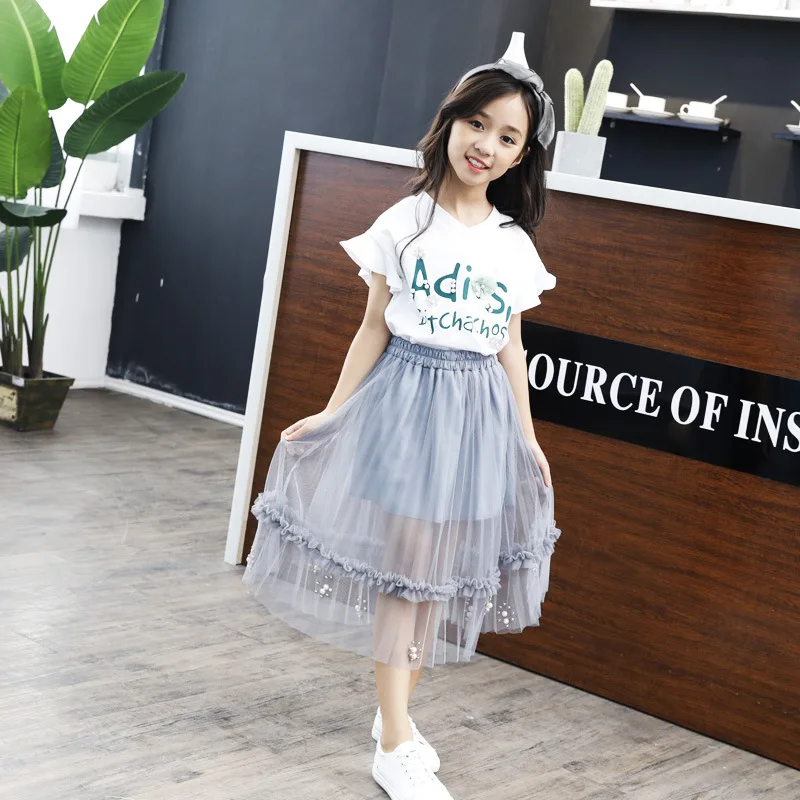 Saia para 6 Meninas Saias Macio Fofo Tule Tutu Saia Pettiskirt Longas Crianças Malha Bola Vestido Estrela Lantejoulas 8 10 13 Ano 40 High Quality Mamãe e Bebê