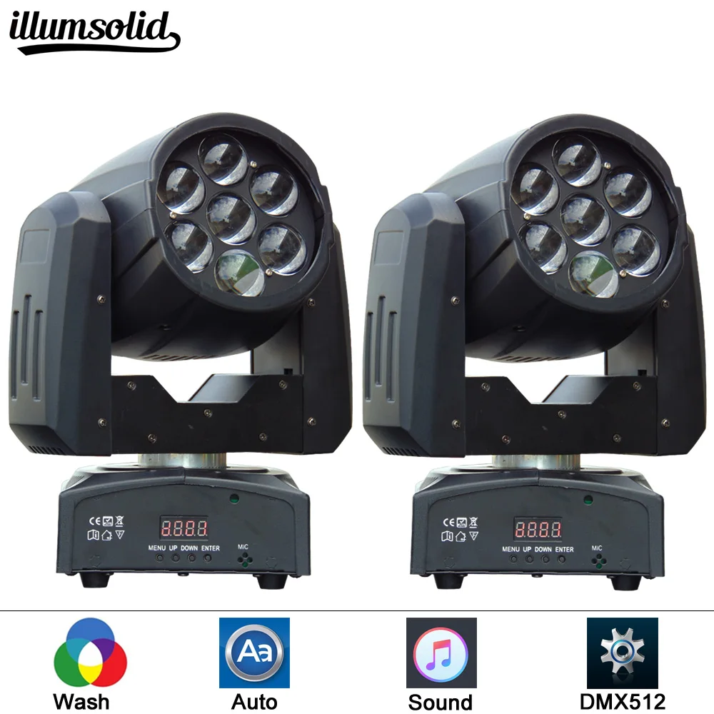 

2 pcs/lot LED Zoom Wash 7x12W RGBW 4IN1 DMX Stage light,LED Moving Head Wash Light Good for DJ