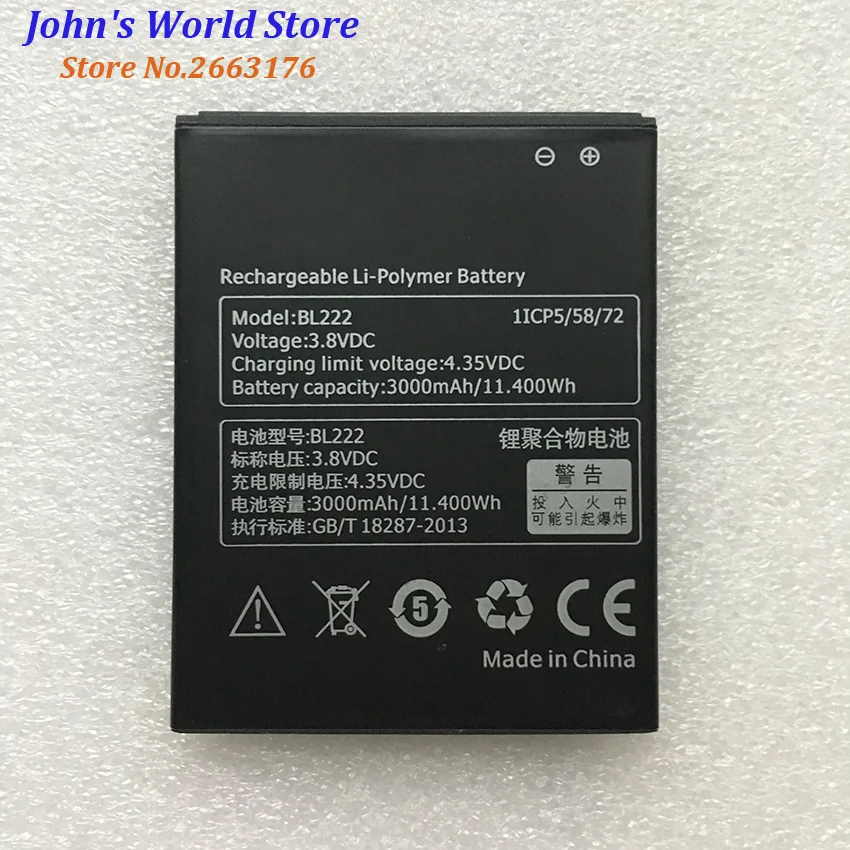 

For Lenovo S660 battery BL222 3000mAh large capacity Li-ion Battery Replacement for Lenovo S660 S668T Smart Phone+