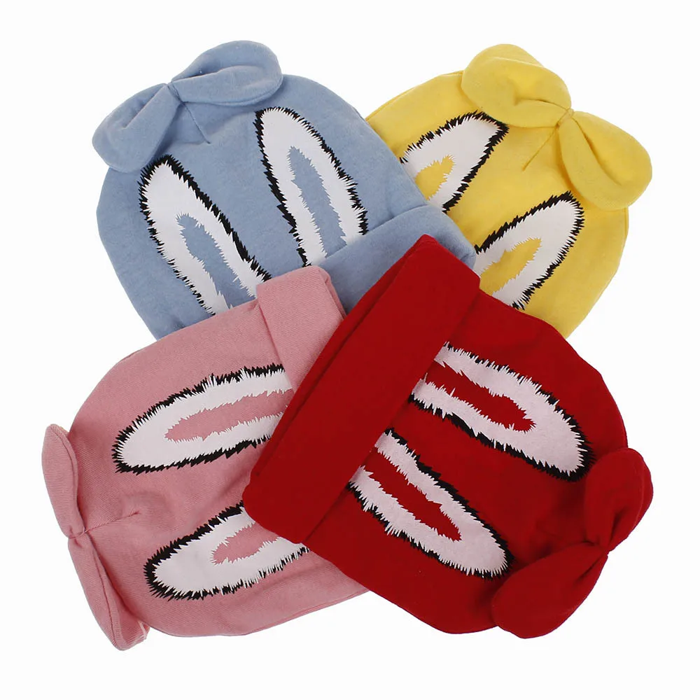 

Europe and the United States Hot New Boys and Girls Baby Rabbit ears cotton Hat double Thick Children's Knit Ha
