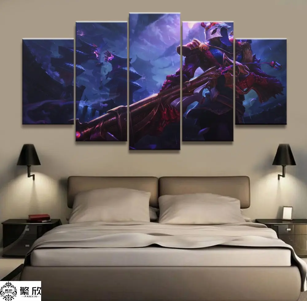 

5 Panel LOL League of Legends Khada Jhin Game Canvas Printed Painting For Living Room Wall Art Decor HD Picture Artworks Poster