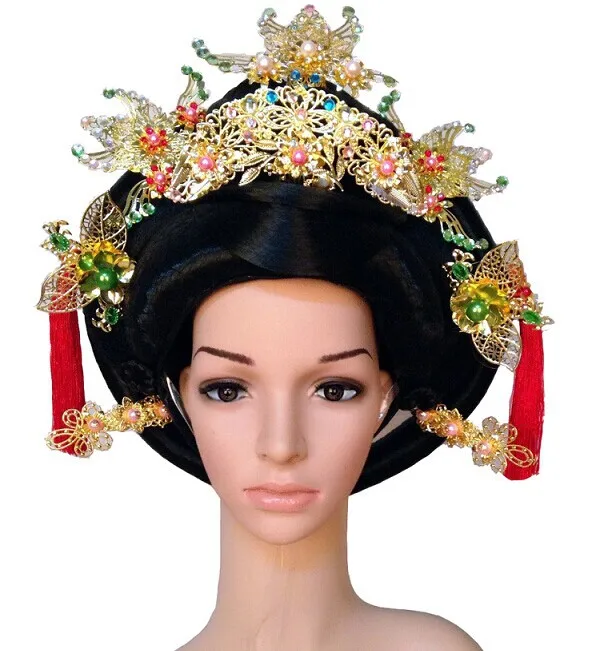 

Ancient Chinese Tang Dynasty Empress Hair Wig + Hair Accessory Full Set Headwear