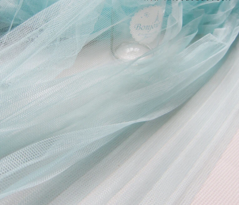 

5 Meters Width 155CM 61" Blue Ruffled Pleated Crumple Mesh Lace Fabric Solid Wedding Dress Clothes Materials LX30
