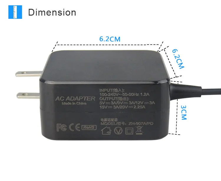 20 в 3.25A 65 Вт Универсальный usb type C ноутбук мобильный адаптер питания для телефона зарядное устройство для lenovo Asus hp Dell Xiaomi huawei Google UX390U