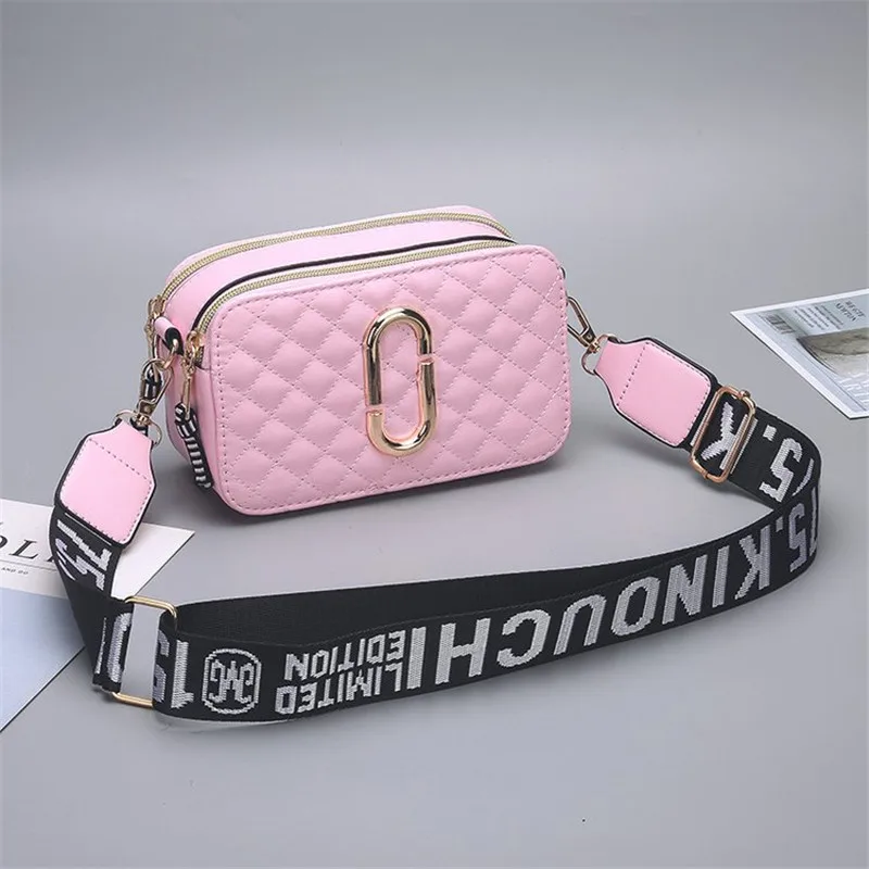 

2019 New Diamond Lattice Wide Straps Shoulder Messenger Bags Women Handbags Clutch Purse