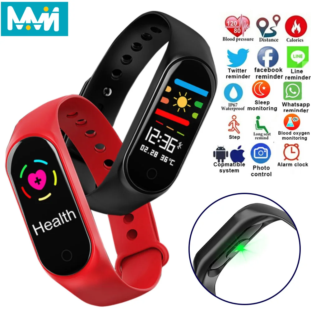 

Smart wristband M3S Color screen smart bracelet Heart Rate women sport Step gauge Smart Waterproof Smart Watch PK MI Band mi 3