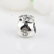 925 пробы серебро деньги Сумки Charm Винтаж бусы браслет Fit& Цепочки и ожерелья подвеска Для женщин украшения подарок