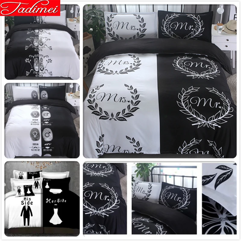 Lover Couple Creative Black White Mr Mrs Quilt Duvet Cover