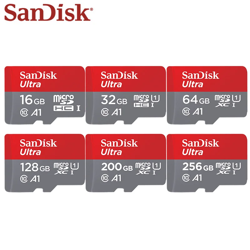 SanDisk Ultra, Micro SD, 128 ГБ, 256 ГБ, карта, высокая скорость, класс 10, A1, UHS-I, TF карта, память, Microsd, 64 ГБ, 32 ГБ, 16 ГБ