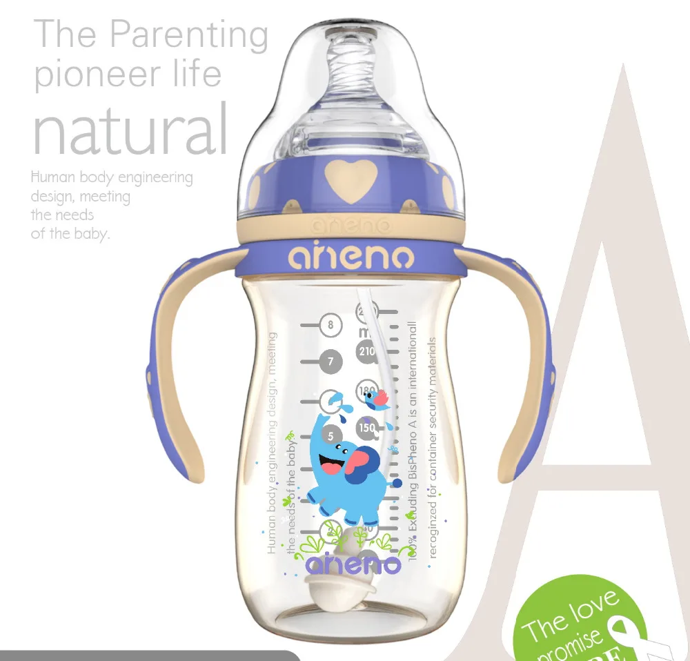 Тяжелый шар соломы и Антиколиковая соска& анти-колик соломенная крышка(A020); Бутылка для детского молока; изготовлен из PPSU устойчивость к будет нарушена